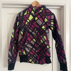 686 Women's Plaid Jacket with Pink and Yellow Accents